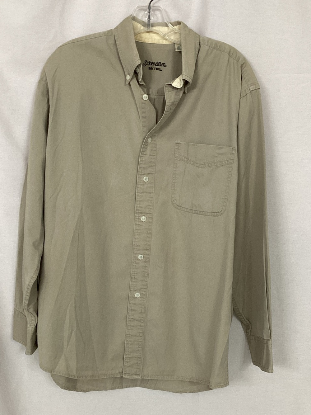St. John's Bay Men's Long-Sleeve Button-Down Shirt in Khaki